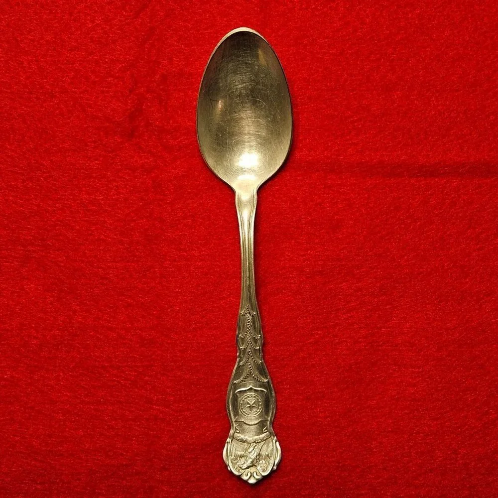 3 State Souvenir Spoons IL IN TX Rogers & Son AA Eagle Silver-plate Vintage 1915
